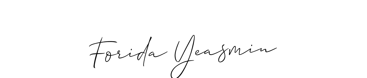 Forida Yeasmin stylish signature style. Best Handwritten Sign (Allison_Script) for my name. Handwritten Signature Collection Ideas for my name Forida Yeasmin. Forida Yeasmin signature style 2 images and pictures png