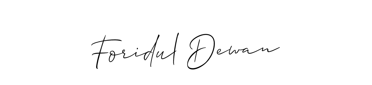 Use a signature maker to create a handwritten signature online. With this signature software, you can design (Allison_Script) your own signature for name Foridul Dewan. Foridul Dewan signature style 2 images and pictures png