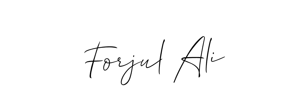 Similarly Allison_Script is the best handwritten signature design. Signature creator online .You can use it as an online autograph creator for name Forjul Ali. Forjul Ali signature style 2 images and pictures png