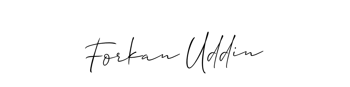 Create a beautiful signature design for name Forkan Uddin. With this signature (Allison_Script) fonts, you can make a handwritten signature for free. Forkan Uddin signature style 2 images and pictures png