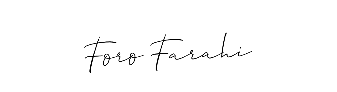 Make a beautiful signature design for name Foro Farahi. With this signature (Allison_Script) style, you can create a handwritten signature for free. Foro Farahi signature style 2 images and pictures png