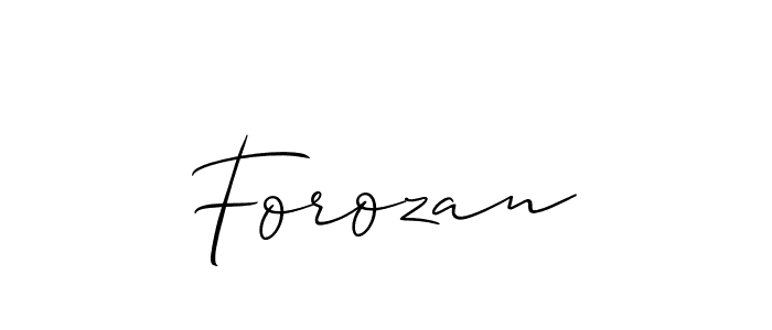 The best way (Allison_Script) to make a short signature is to pick only two or three words in your name. The name Forozan include a total of six letters. For converting this name. Forozan signature style 2 images and pictures png