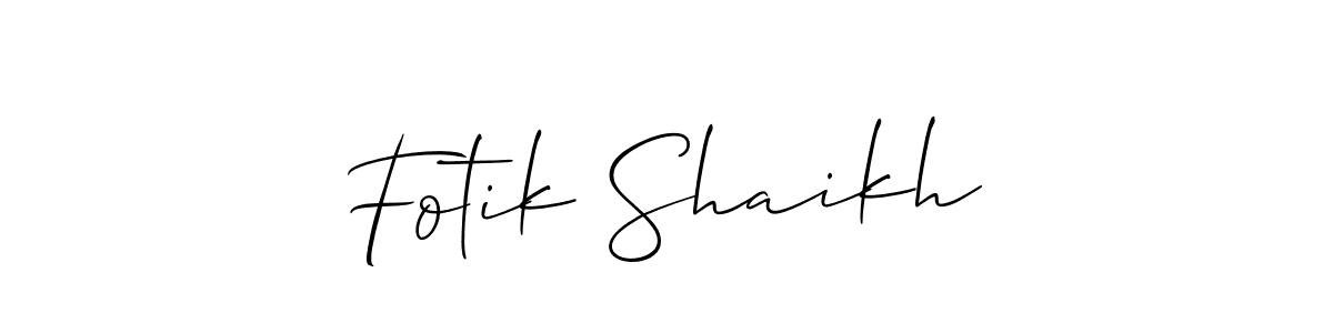 How to Draw Fotik Shaikh signature style? Allison_Script is a latest design signature styles for name Fotik Shaikh. Fotik Shaikh signature style 2 images and pictures png