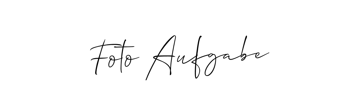 How to make Foto Aufgabe signature? Allison_Script is a professional autograph style. Create handwritten signature for Foto Aufgabe name. Foto Aufgabe signature style 2 images and pictures png