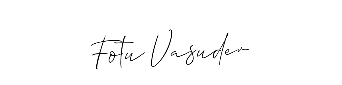 Make a beautiful signature design for name Fotu Vasudev. With this signature (Allison_Script) style, you can create a handwritten signature for free. Fotu Vasudev signature style 2 images and pictures png