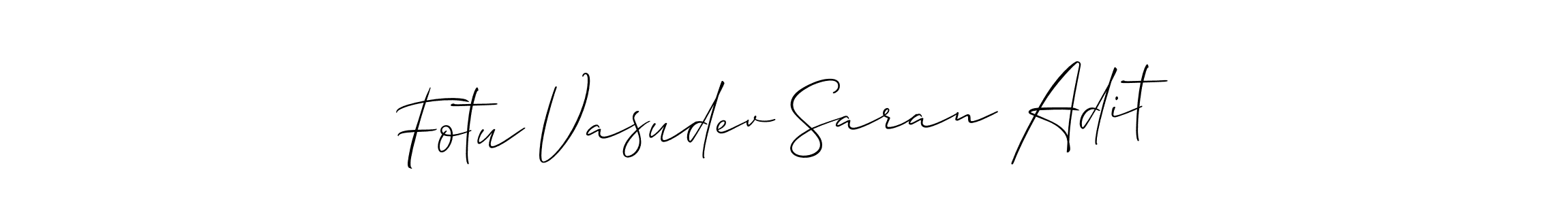 Similarly Allison_Script is the best handwritten signature design. Signature creator online .You can use it as an online autograph creator for name Fotu Vasudev Saran Adit. Fotu Vasudev Saran Adit signature style 2 images and pictures png