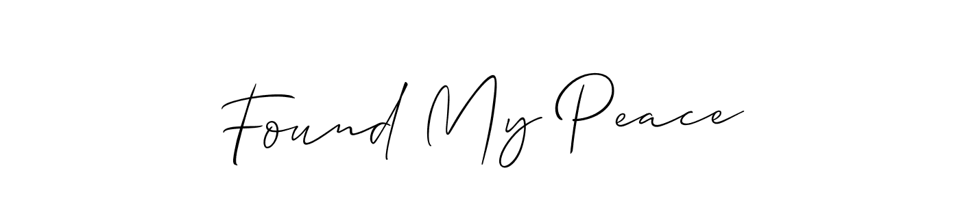 Use a signature maker to create a handwritten signature online. With this signature software, you can design (Allison_Script) your own signature for name Found My Peace. Found My Peace signature style 2 images and pictures png