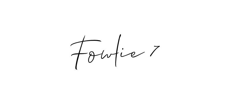 How to make Fowlie 7 name signature. Use Allison_Script style for creating short signs online. This is the latest handwritten sign. Fowlie 7 signature style 2 images and pictures png