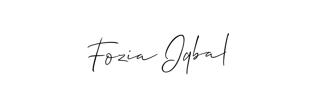 How to make Fozia Iqbal signature? Allison_Script is a professional autograph style. Create handwritten signature for Fozia Iqbal name. Fozia Iqbal signature style 2 images and pictures png