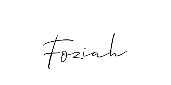 Design your own signature with our free online signature maker. With this signature software, you can create a handwritten (Allison_Script) signature for name Foziah. Foziah signature style 2 images and pictures png