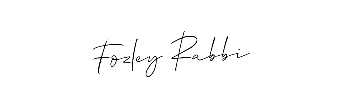 Use a signature maker to create a handwritten signature online. With this signature software, you can design (Allison_Script) your own signature for name Fozley Rabbi. Fozley Rabbi signature style 2 images and pictures png