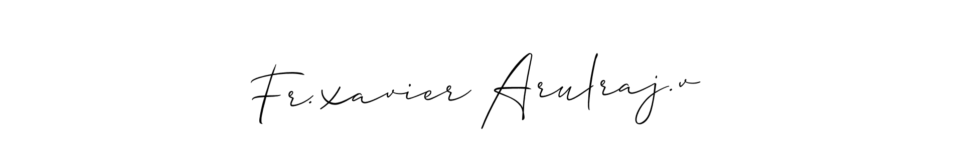 This is the best signature style for the Fr.xavier Arulraj.v name. Also you like these signature font (Allison_Script). Mix name signature. Fr.xavier Arulraj.v signature style 2 images and pictures png