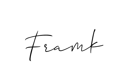 Use a signature maker to create a handwritten signature online. With this signature software, you can design (Allison_Script) your own signature for name Framk. Framk signature style 2 images and pictures png
