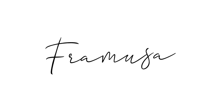 Allison_Script is a professional signature style that is perfect for those who want to add a touch of class to their signature. It is also a great choice for those who want to make their signature more unique. Get Framusa name to fancy signature for free. Framusa signature style 2 images and pictures png