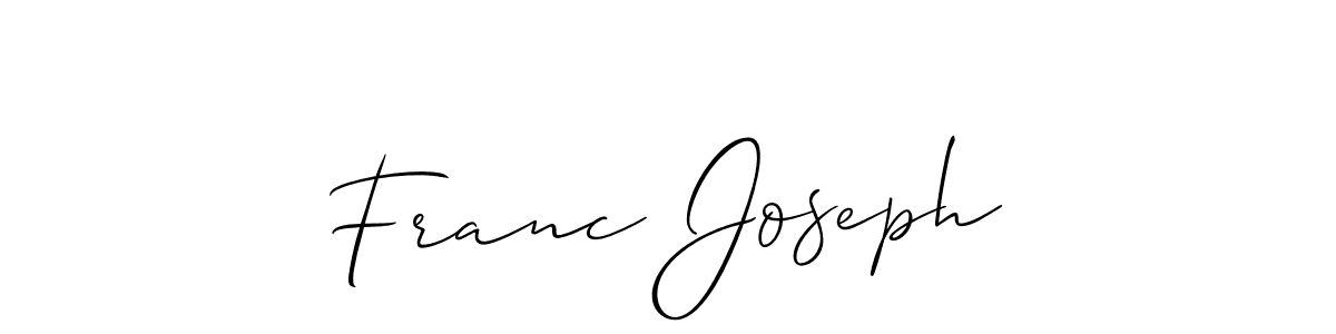 Allison_Script is a professional signature style that is perfect for those who want to add a touch of class to their signature. It is also a great choice for those who want to make their signature more unique. Get Franc Joseph name to fancy signature for free. Franc Joseph signature style 2 images and pictures png