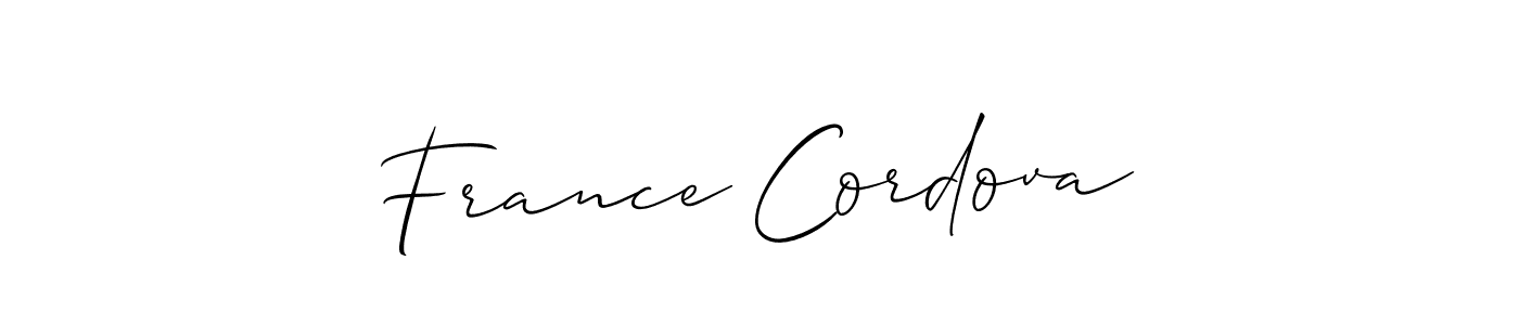 Make a beautiful signature design for name France Cordova. With this signature (Allison_Script) style, you can create a handwritten signature for free. France Cordova signature style 2 images and pictures png