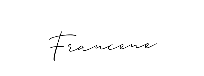 Allison_Script is a professional signature style that is perfect for those who want to add a touch of class to their signature. It is also a great choice for those who want to make their signature more unique. Get Francene name to fancy signature for free. Francene signature style 2 images and pictures png