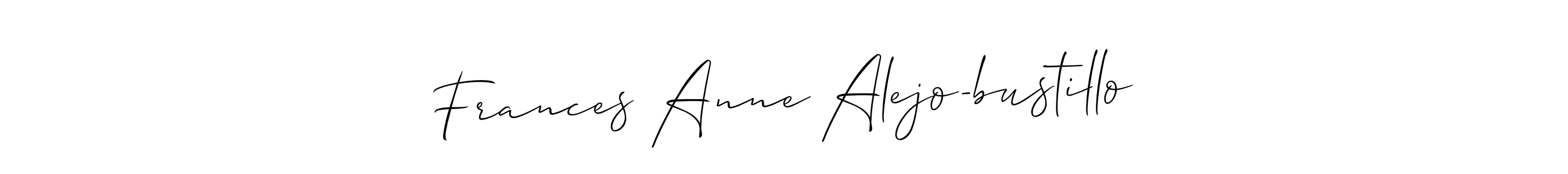 Similarly Allison_Script is the best handwritten signature design. Signature creator online .You can use it as an online autograph creator for name Frances Anne Alejo-bustillo. Frances Anne Alejo-bustillo signature style 2 images and pictures png