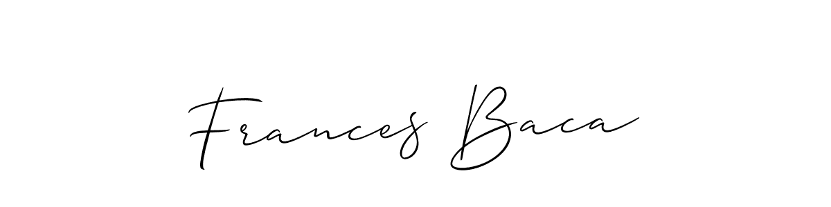 Frances Baca stylish signature style. Best Handwritten Sign (Allison_Script) for my name. Handwritten Signature Collection Ideas for my name Frances Baca. Frances Baca signature style 2 images and pictures png