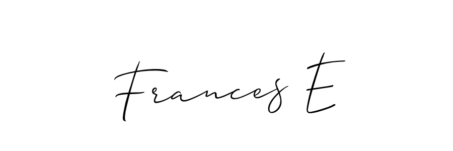 Make a beautiful signature design for name Frances E. With this signature (Allison_Script) style, you can create a handwritten signature for free. Frances E signature style 2 images and pictures png