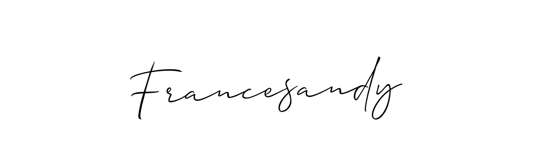 Allison_Script is a professional signature style that is perfect for those who want to add a touch of class to their signature. It is also a great choice for those who want to make their signature more unique. Get Francesandy name to fancy signature for free. Francesandy signature style 2 images and pictures png
