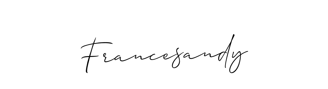 Allison_Script is a professional signature style that is perfect for those who want to add a touch of class to their signature. It is also a great choice for those who want to make their signature more unique. Get Francesandy name to fancy signature for free. Francesandy signature style 2 images and pictures png