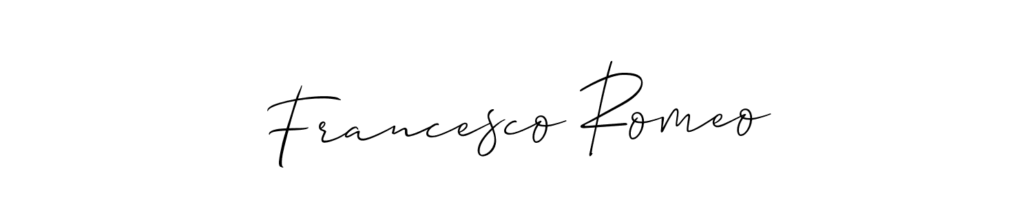 Make a short Francesco Romeo signature style. Manage your documents anywhere anytime using Allison_Script. Create and add eSignatures, submit forms, share and send files easily. Francesco Romeo signature style 2 images and pictures png