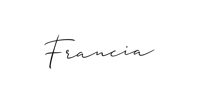 Francia stylish signature style. Best Handwritten Sign (Allison_Script) for my name. Handwritten Signature Collection Ideas for my name Francia. Francia signature style 2 images and pictures png