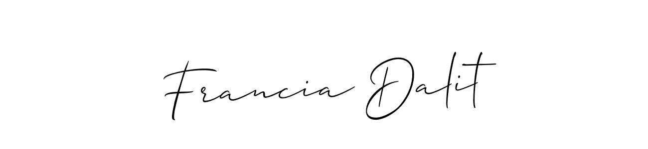 Create a beautiful signature design for name Francia Dalit. With this signature (Allison_Script) fonts, you can make a handwritten signature for free. Francia Dalit signature style 2 images and pictures png