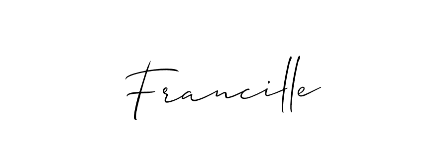 Francille stylish signature style. Best Handwritten Sign (Allison_Script) for my name. Handwritten Signature Collection Ideas for my name Francille. Francille signature style 2 images and pictures png