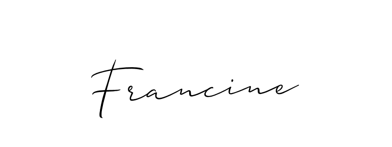Design your own signature with our free online signature maker. With this signature software, you can create a handwritten (Allison_Script) signature for name Francine. Francine signature style 2 images and pictures png