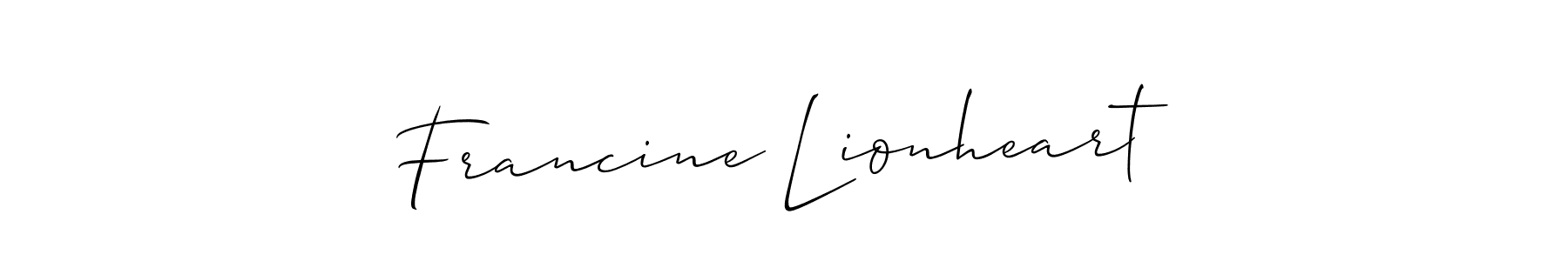 Also You can easily find your signature by using the search form. We will create Francine Lionheart name handwritten signature images for you free of cost using Allison_Script sign style. Francine Lionheart signature style 2 images and pictures png