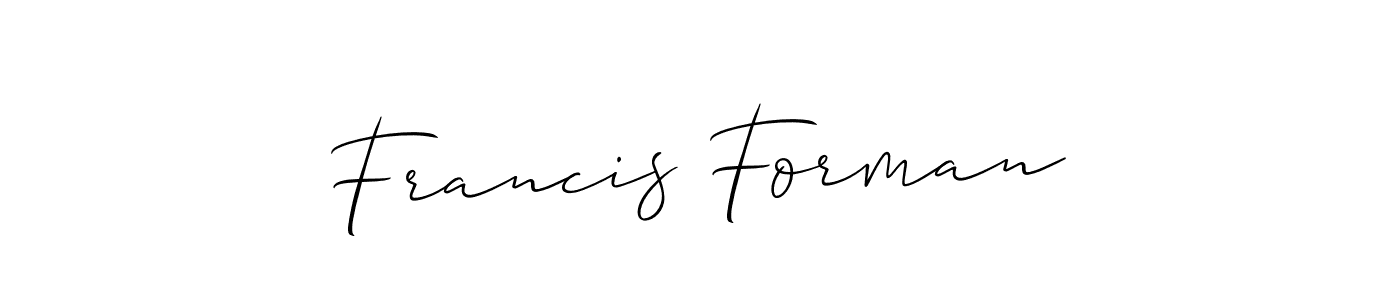 Also You can easily find your signature by using the search form. We will create Francis Forman name handwritten signature images for you free of cost using Allison_Script sign style. Francis Forman signature style 2 images and pictures png