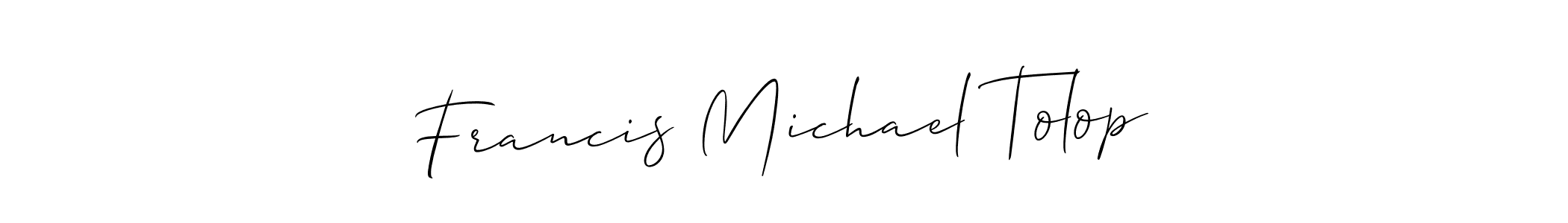 It looks lik you need a new signature style for name Francis Michael Tolop. Design unique handwritten (Allison_Script) signature with our free signature maker in just a few clicks. Francis Michael Tolop signature style 2 images and pictures png