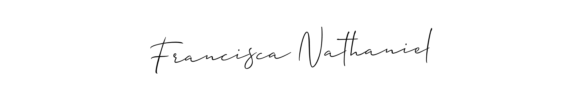 This is the best signature style for the Francisca Nathaniel name. Also you like these signature font (Allison_Script). Mix name signature. Francisca Nathaniel signature style 2 images and pictures png