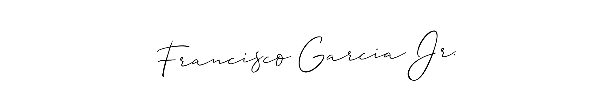 The best way (Allison_Script) to make a short signature is to pick only two or three words in your name. The name Francisco Garcia Jr. include a total of six letters. For converting this name. Francisco Garcia Jr. signature style 2 images and pictures png