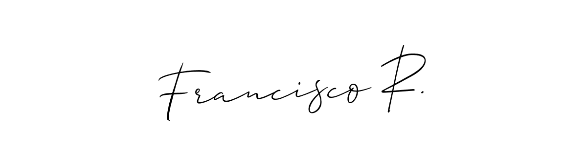 Also You can easily find your signature by using the search form. We will create Francisco R. name handwritten signature images for you free of cost using Allison_Script sign style. Francisco R. signature style 2 images and pictures png