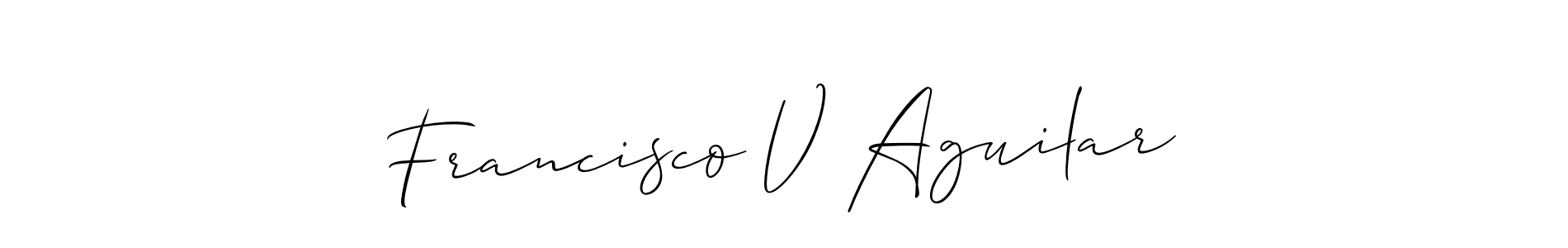 This is the best signature style for the Francisco V Aguilar name. Also you like these signature font (Allison_Script). Mix name signature. Francisco V Aguilar signature style 2 images and pictures png