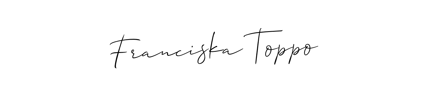 How to make Franciska Toppo name signature. Use Allison_Script style for creating short signs online. This is the latest handwritten sign. Franciska Toppo signature style 2 images and pictures png