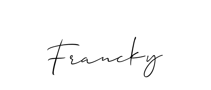 if you are searching for the best signature style for your name Francky. so please give up your signature search. here we have designed multiple signature styles  using Allison_Script. Francky signature style 2 images and pictures png