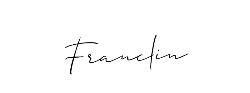 Use a signature maker to create a handwritten signature online. With this signature software, you can design (Allison_Script) your own signature for name Franclin. Franclin signature style 2 images and pictures png