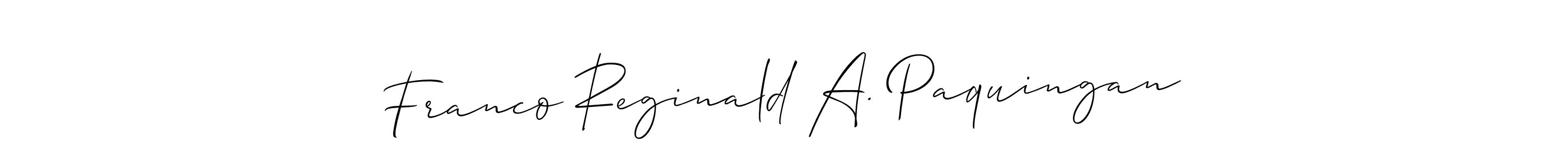 if you are searching for the best signature style for your name Franco Reginald A. Paquingan. so please give up your signature search. here we have designed multiple signature styles  using Allison_Script. Franco Reginald A. Paquingan signature style 2 images and pictures png