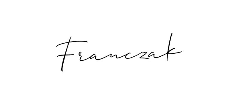 if you are searching for the best signature style for your name Franczak. so please give up your signature search. here we have designed multiple signature styles  using Allison_Script. Franczak signature style 2 images and pictures png