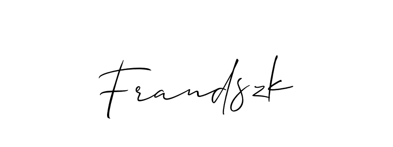 Make a short Frandszk signature style. Manage your documents anywhere anytime using Allison_Script. Create and add eSignatures, submit forms, share and send files easily. Frandszk signature style 2 images and pictures png