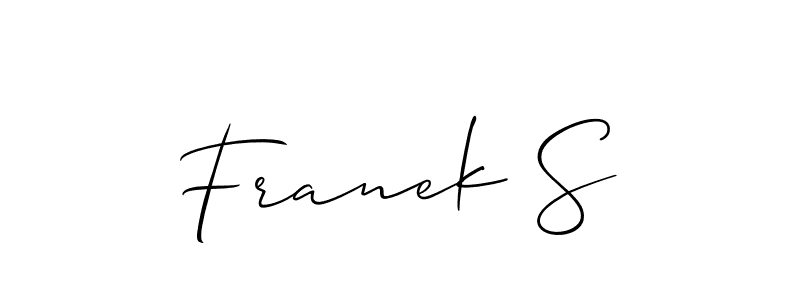 Use a signature maker to create a handwritten signature online. With this signature software, you can design (Allison_Script) your own signature for name Franek S. Franek S signature style 2 images and pictures png