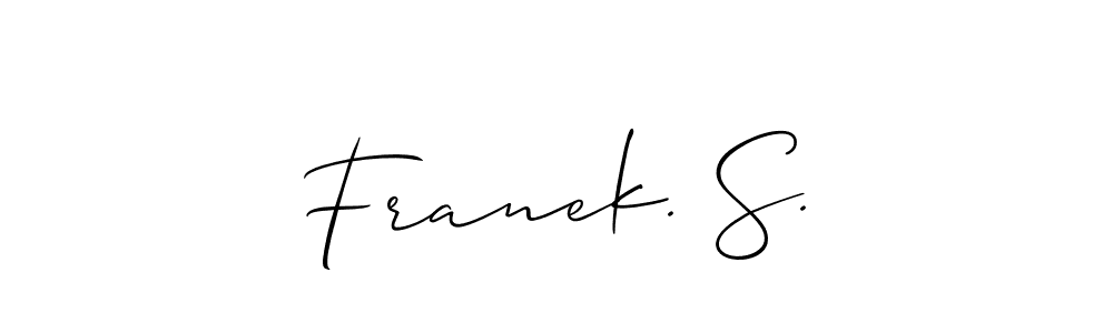 How to make Franek. S. name signature. Use Allison_Script style for creating short signs online. This is the latest handwritten sign. Franek. S. signature style 2 images and pictures png