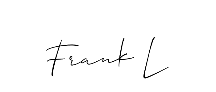 How to make Frank L name signature. Use Allison_Script style for creating short signs online. This is the latest handwritten sign. Frank L signature style 2 images and pictures png