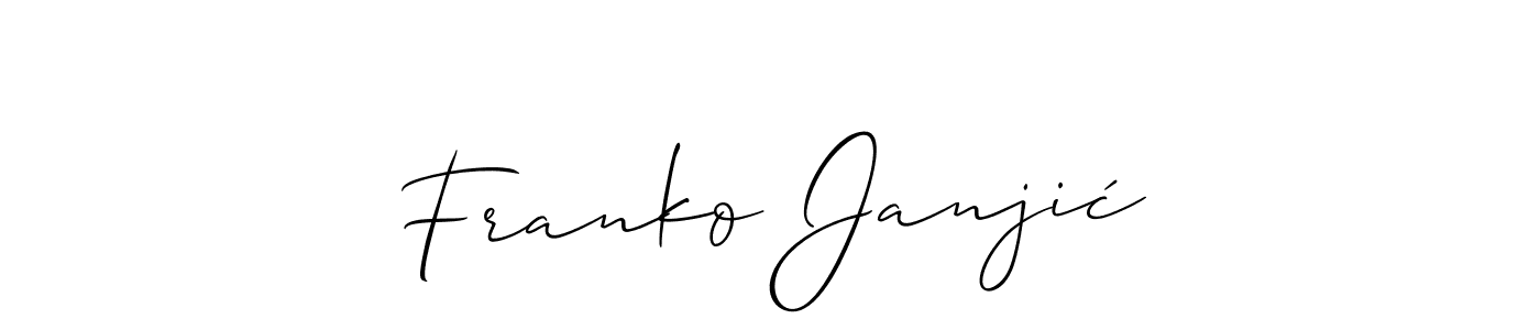 How to make Franko Janjić name signature. Use Allison_Script style for creating short signs online. This is the latest handwritten sign. Franko Janjić signature style 2 images and pictures png