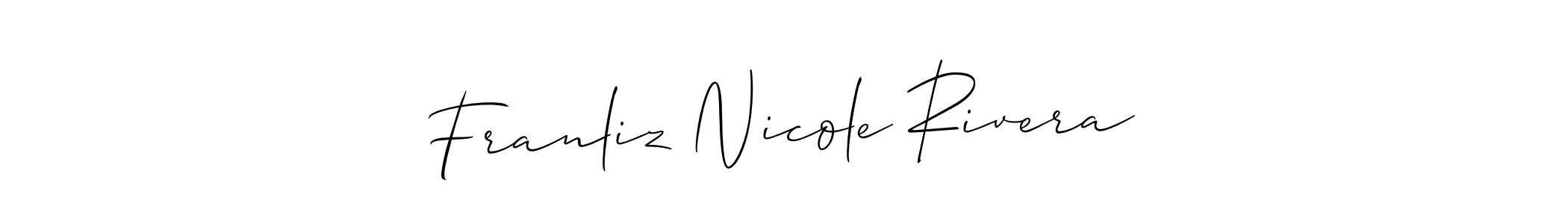 Similarly Allison_Script is the best handwritten signature design. Signature creator online .You can use it as an online autograph creator for name Franliz Nicole Rivera. Franliz Nicole Rivera signature style 2 images and pictures png