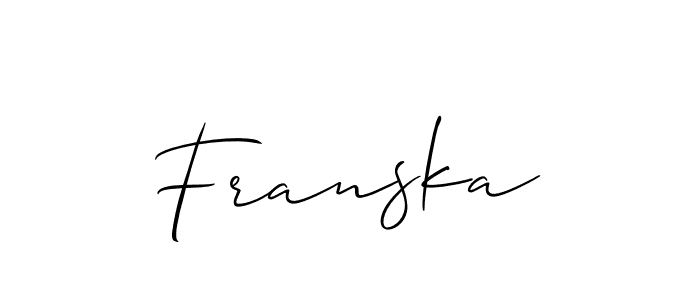 Use a signature maker to create a handwritten signature online. With this signature software, you can design (Allison_Script) your own signature for name Franska. Franska signature style 2 images and pictures png